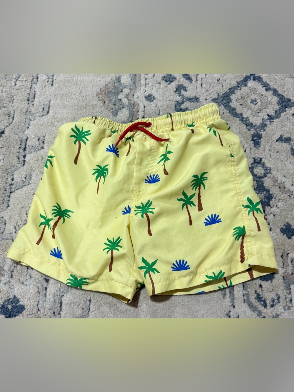 Blue and Yellow Elastic Waist Mesh Shorts